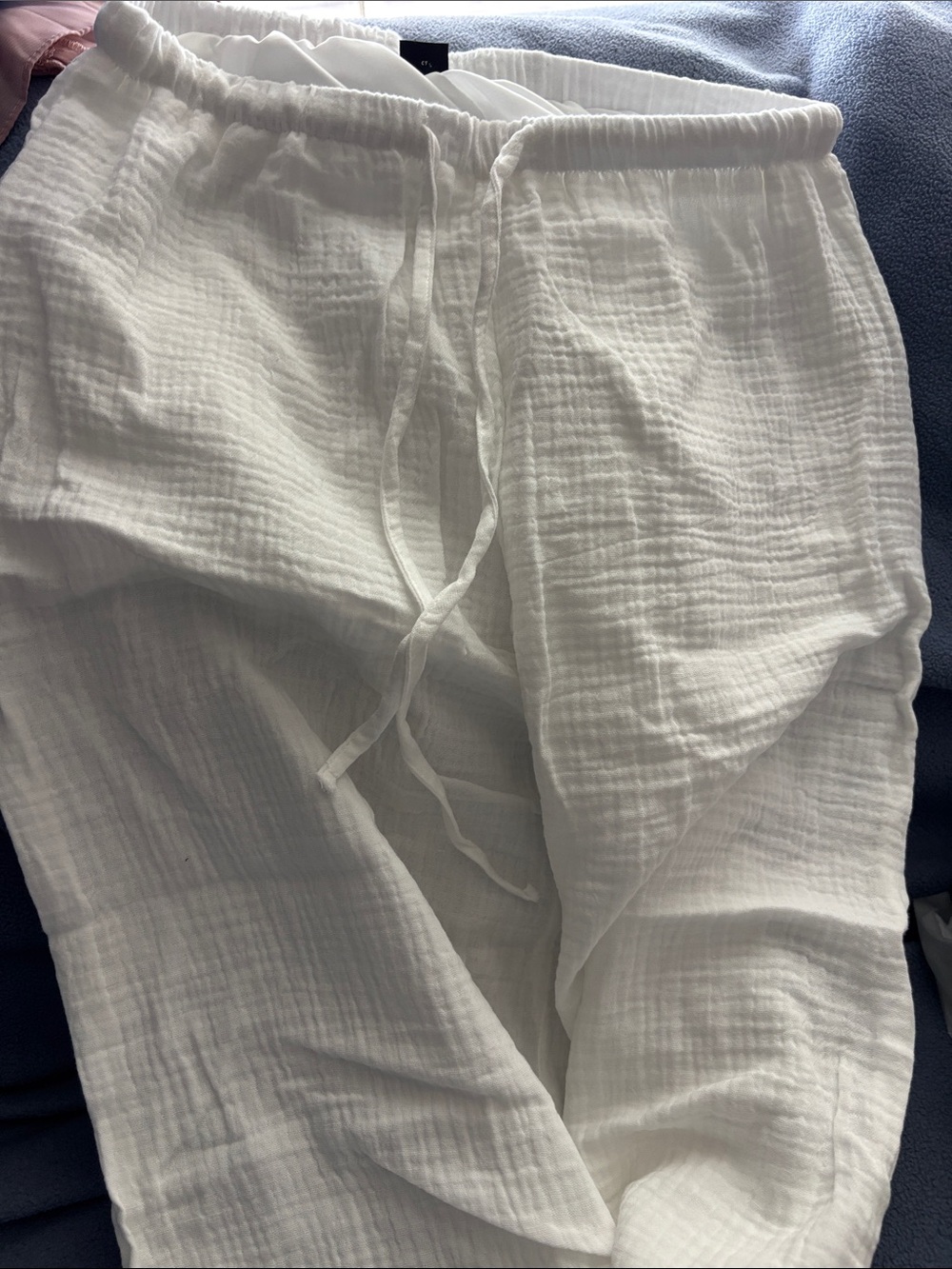 White ladies Gauze Drawstring Pants
